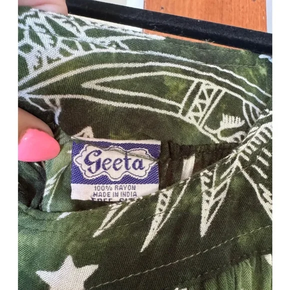 Green Sun and Moon Print Women's Top - Picture 3 of 6